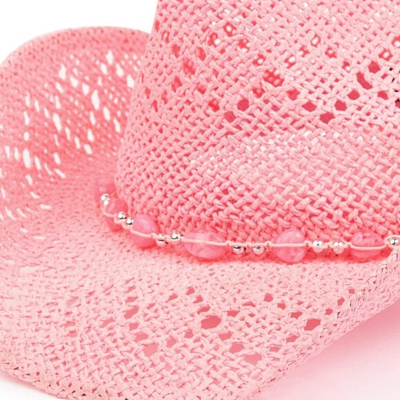 BEADED Hearts Trim, Shapeable Cowboy Hat-Light Pink main image 8
